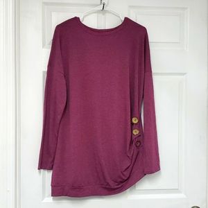 #10190-4 Women’s T-Shirt Long Sleeve,Purple pink(L),Gray(XL)